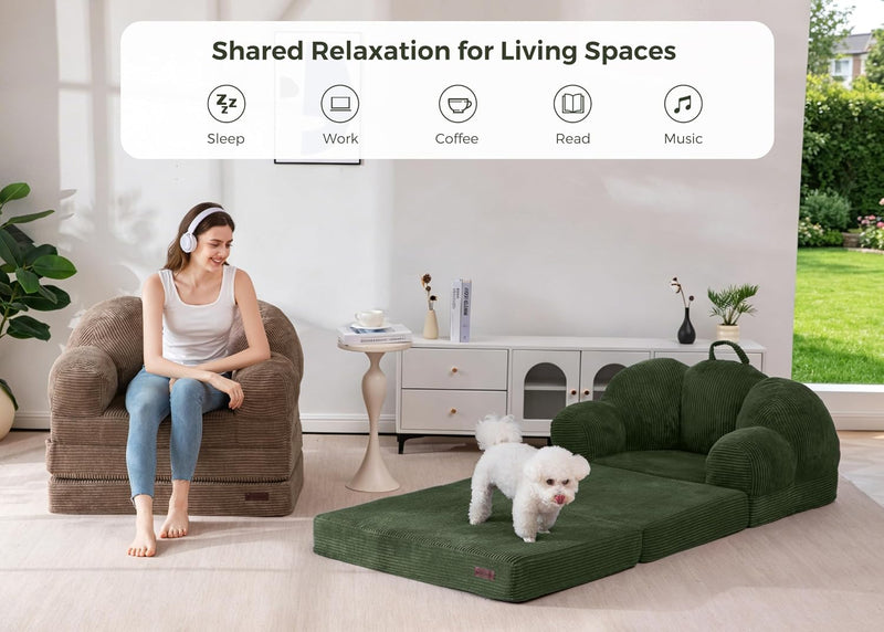 Folding Sofa Bed with Backrest Floral Shaped 2