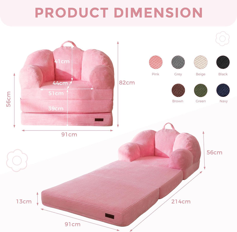 Folding Sofa Bed with Backrest Floral Shaped 2