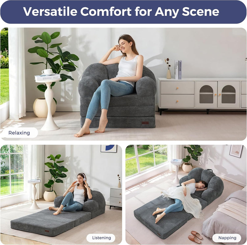 Folding Sofa Bed with Backrest Floral Shaped 2