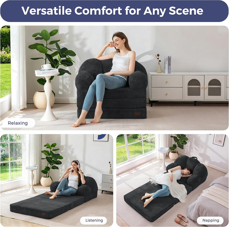 Folding Sofa Bed with Backrest Floral Shaped 2