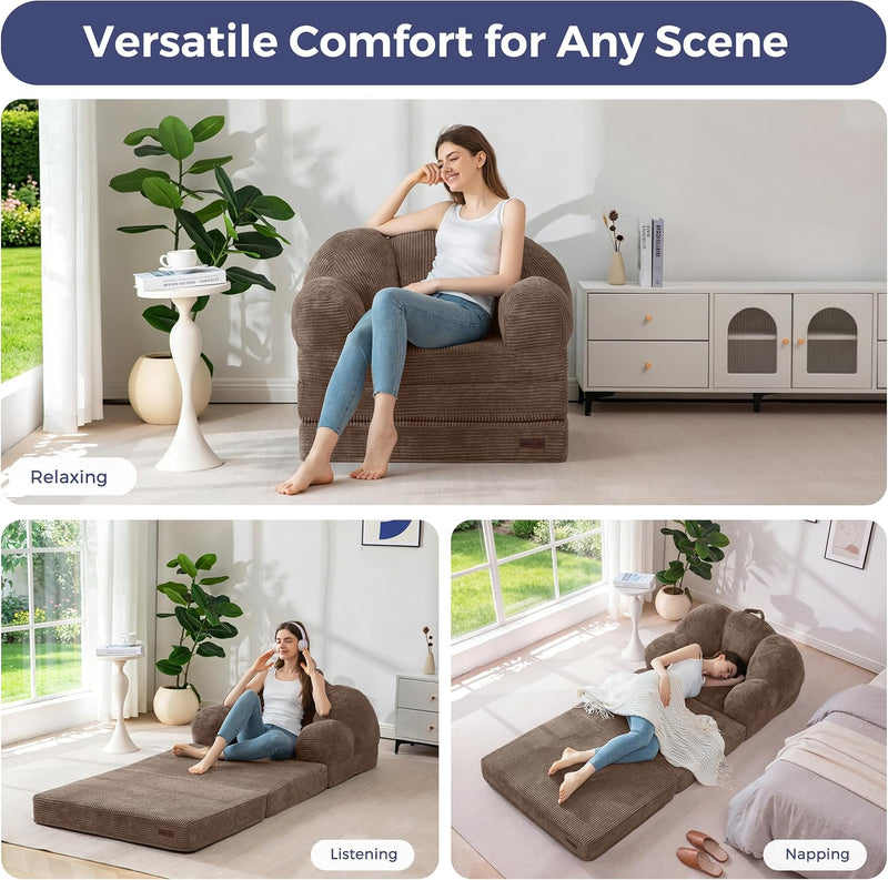 Folding Sofa Bed with Backrest Floral Shaped 2