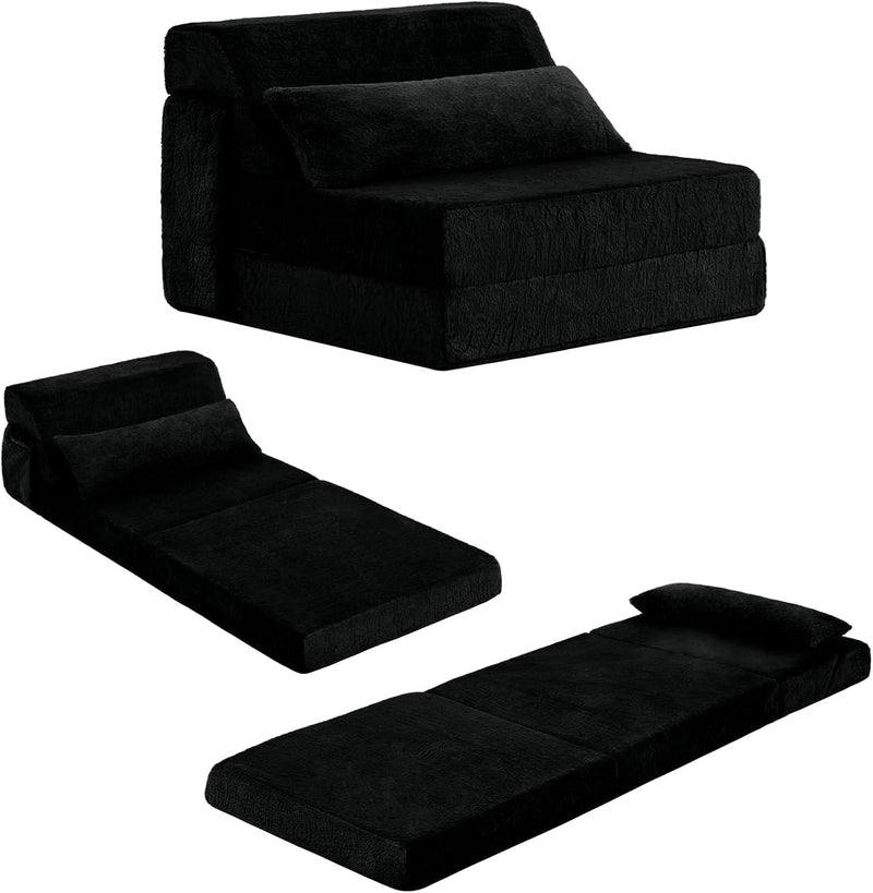 Folding Sofa Bed with Pillow 4-In-1 Floor Couch