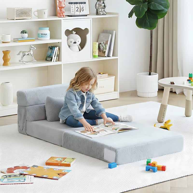 Folding Sofa Bed with Pillow 4-In-1 Floor Couch