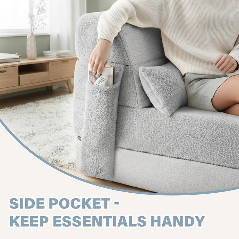 Folding Sofa Bed with Pillow 4-In-1 Floor Couch