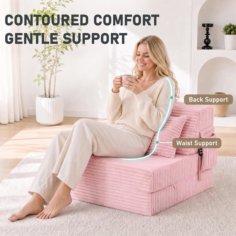 Folding Sofa Bed with Pillow 4-In-1 Floor Couch