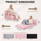 Folding Sofa Bed with Pillow 4-In-1 Floor Couch