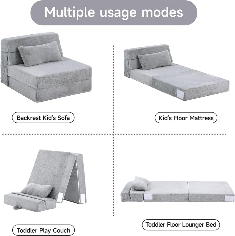Folding Sofa Bed with Pillow 4-In-1 Floor Couch
