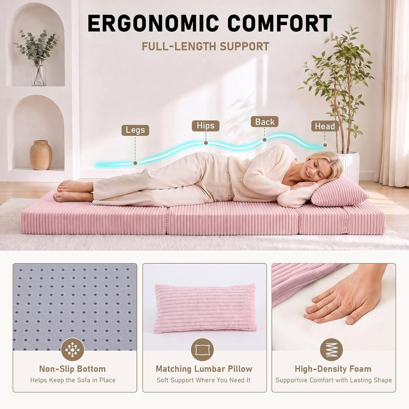 Folding Sofa Bed with Pillow 4-In-1 Floor Couch