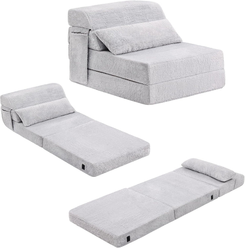 Folding Sofa Bed with Pillow 4-In-1 Floor Couch