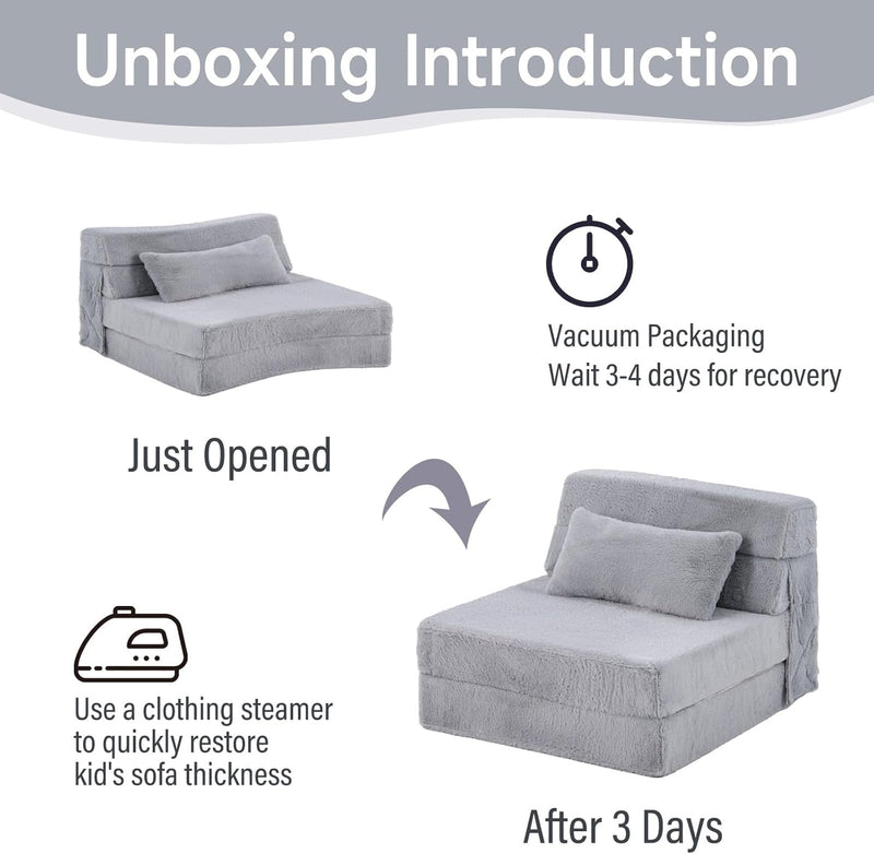 Folding Sofa Bed with Pillow 4-In-1 Floor Couch