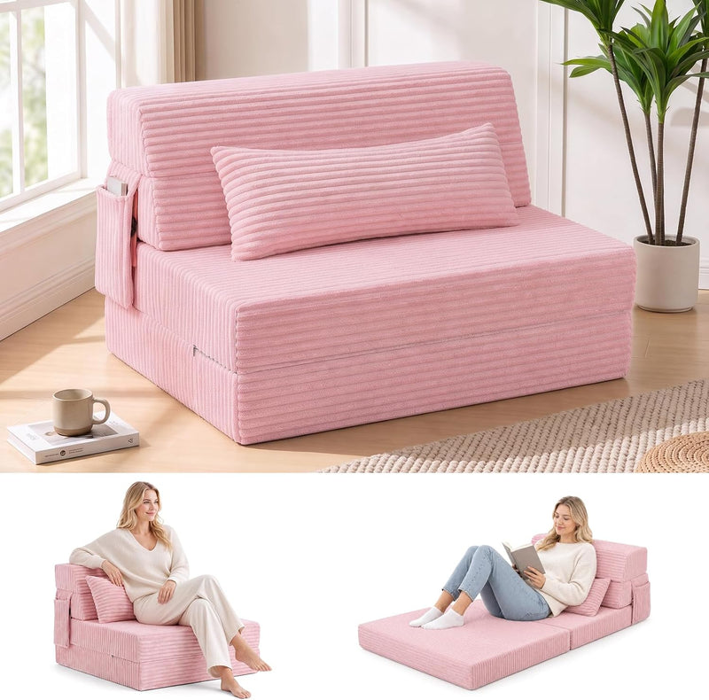 Folding Sofa Bed with Pillow 4-In-1 Floor Couch