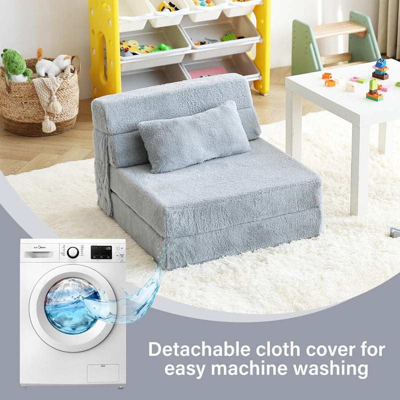 Folding Sofa Bed with Pillow 4-In-1 Floor Couch