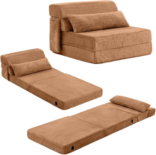 Folding Sofa Bed with Pillow 4-In-1 Floor Couch