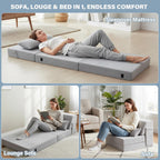Folding Sofa Bed with Pillow 4-In-1 Floor Couch