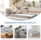 Folding Sofa Bed with Pillow 4-In-1 Floor Couch