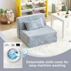 Folding Sofa Bed with Pillow 4-In-1 Floor Couch