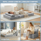 Folding Sofa Bed with Pillow 4-In-1 Floor Couch
