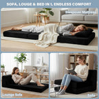 Folding Sofa Bed with Pillow 4-In-1 Floor Couch