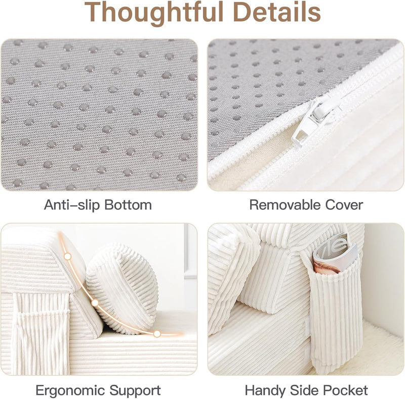 Folding Sofa Bed with Pillow Corduroy Convertible Sleeper