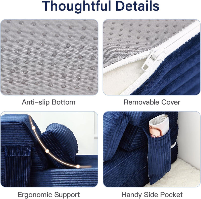 Folding Sofa Bed with Pillow Corduroy Convertible Sleeper