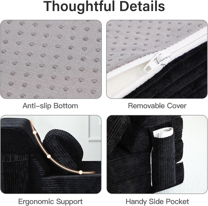 Folding Sofa Bed with Pillow Corduroy Convertible Sleeper