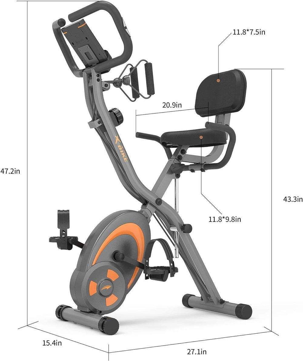 Folding Stationary Bike Recumbent Exercise W Arm Resistance