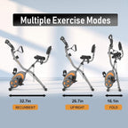 Folding Stationary Bike Recumbent Exercise W Arm Resistance