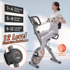 Folding Stationary Bike Recumbent Exercise W Arm Resistance
