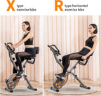 Folding Stationary Bike Recumbent Exercise W Arm Resistance