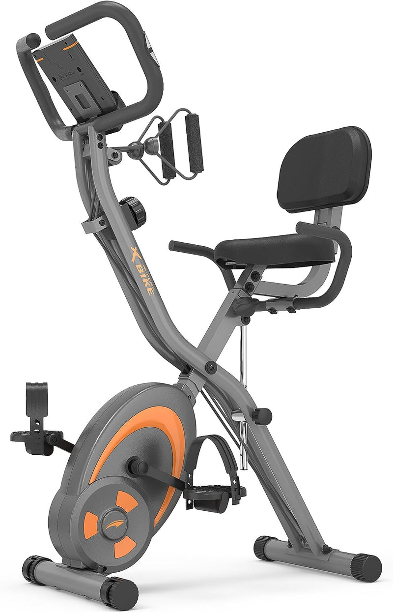 Folding Stationary Bike Recumbent Exercise W Arm Resistance