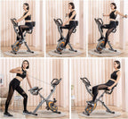 Folding Stationary Bike Recumbent Exercise W Arm Resistance