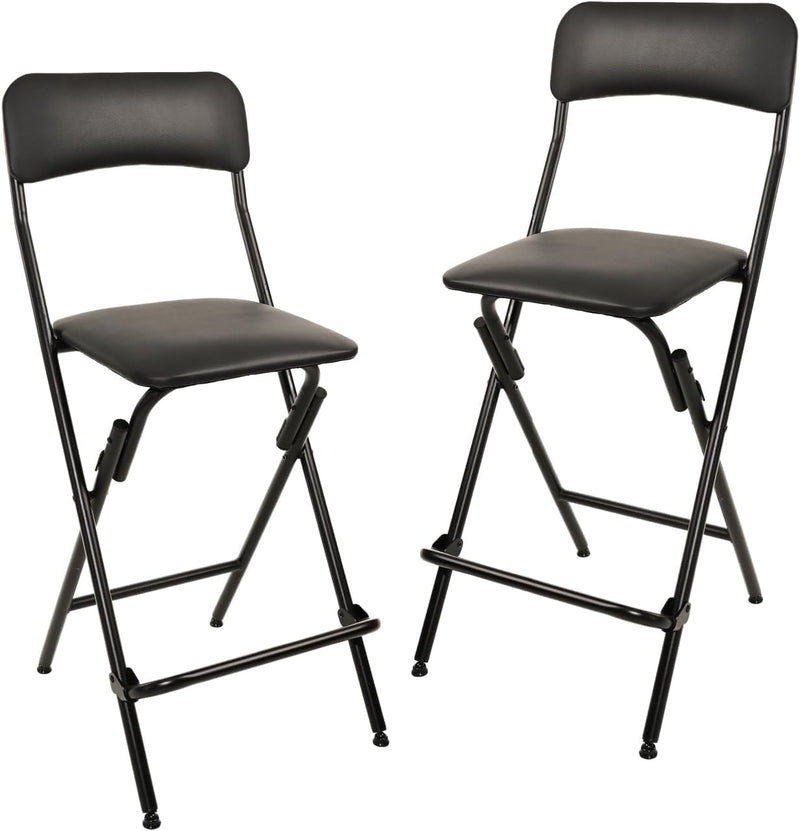 Folding Stool with Footrest 136.1KG Weight Capacity (Set of 2)