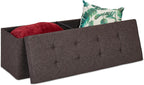 Folding Storage Bench Padded Hinged Lid Hallway Chest