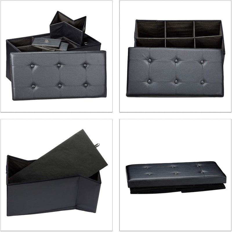 Folding Storage Ottoman Foldaway Seat with 6