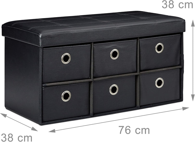 Folding Storage Ottoman Foldaway Seat with 6