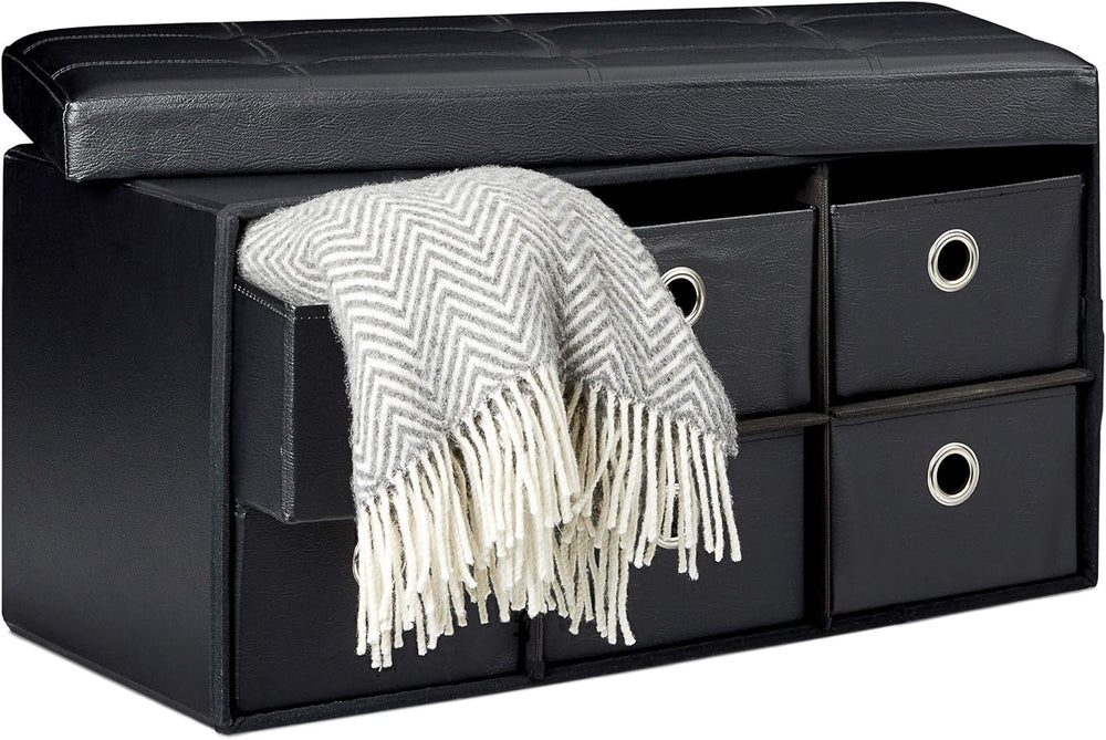 Folding Storage Ottoman Foldaway Seat with 6