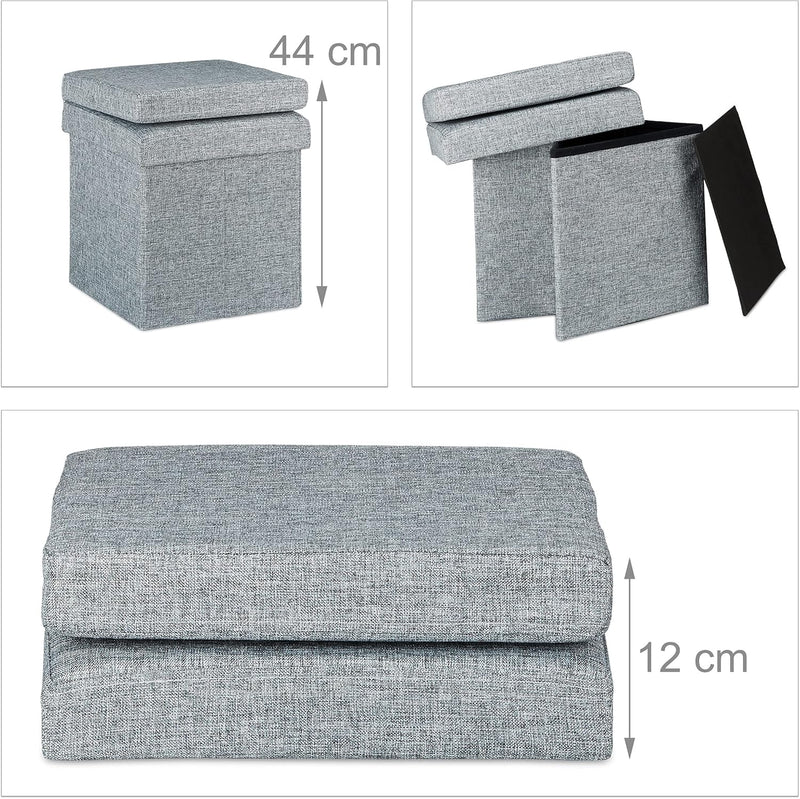 Folding Storage Ottoman W Back