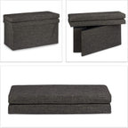 Folding Storage Ottoman with Seat Back Size Large