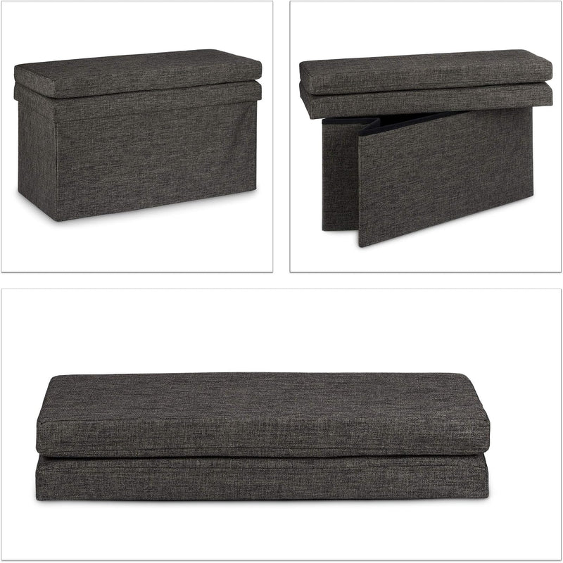 Folding Storage Ottoman with Seat Back Size Large