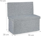 Folding Storage Ottoman with Seat Back Size Large