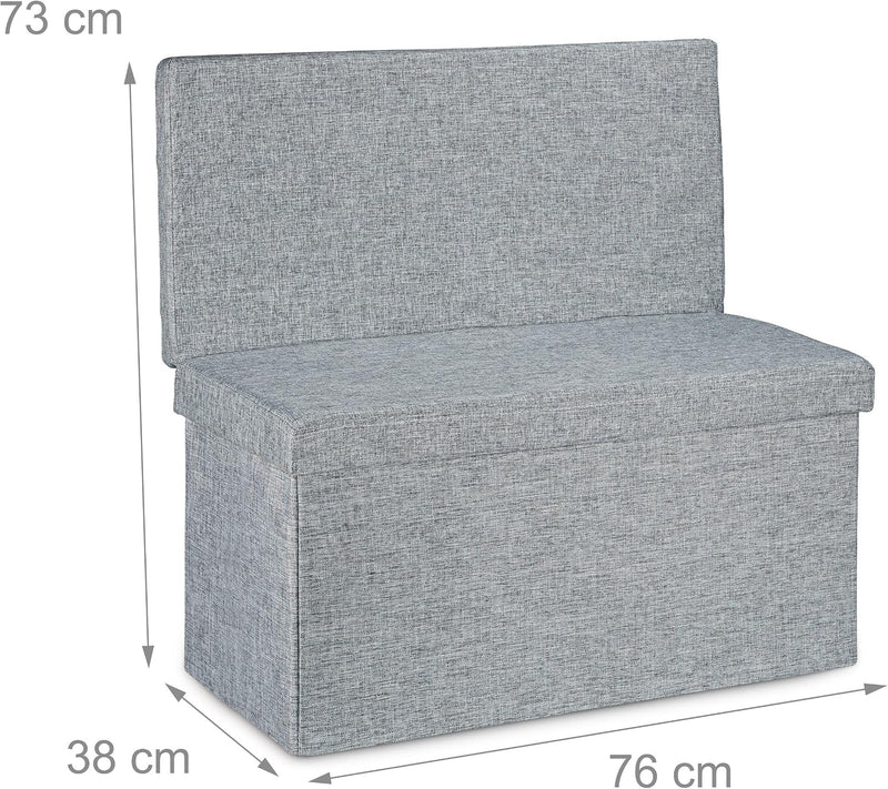 Folding Storage Ottoman with Seat Back Size Large
