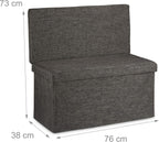 Folding Storage Ottoman with Seat Back Size Large