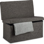 Folding Storage Ottoman with Seat Back Size Large