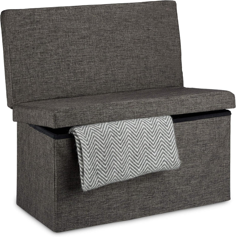 Folding Storage Ottoman with Seat Back Size Large