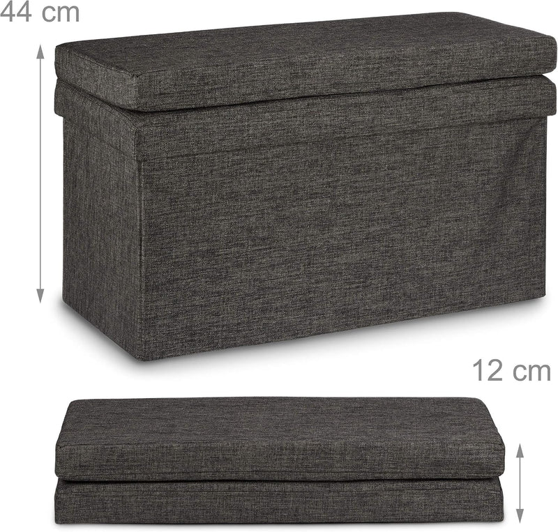 Folding Storage Ottoman with Seat Back Size Large
