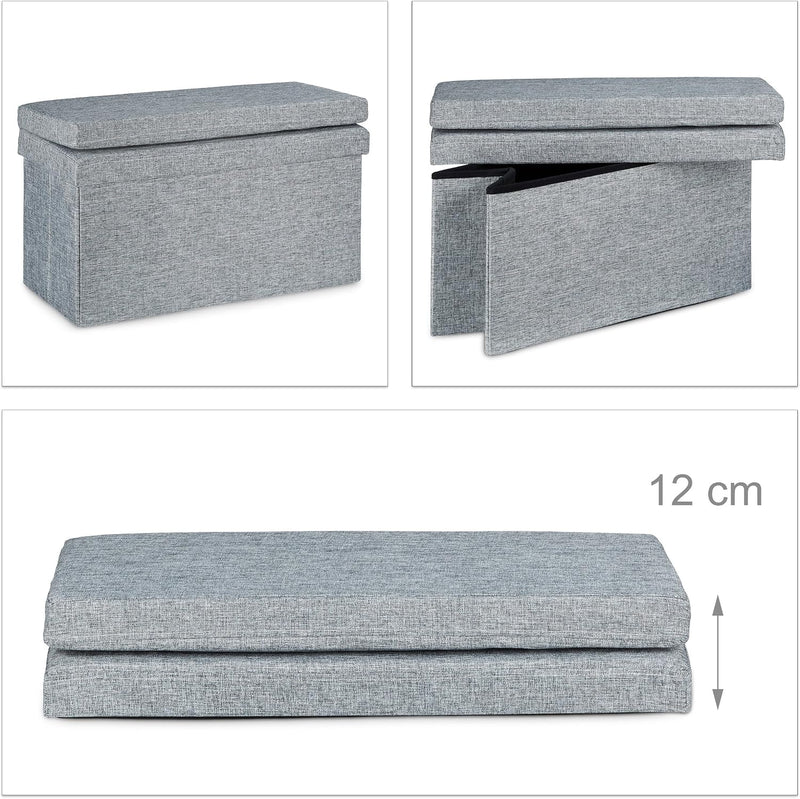 Folding Storage Ottoman with Seat Back Size Large