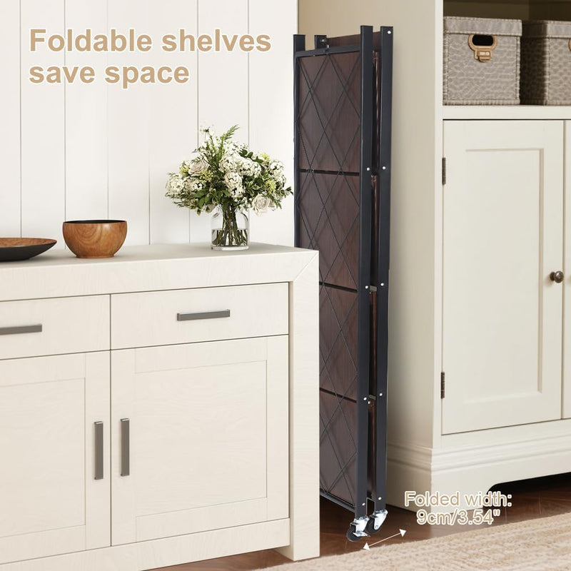 Folding Storage Shelves on Wheels 5-Tier