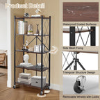 Folding Storage Shelves on Wheels 5-Tier