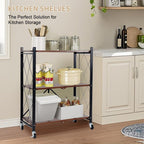 Folding Storage Shelves on Wheels 5-Tier Metal Shelving