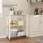 Folding Storage Shelves on Wheels 5-Tier Metal Shelving